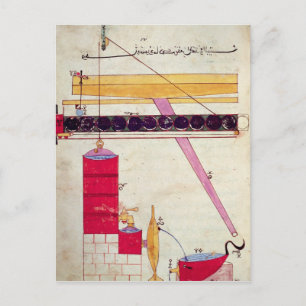 Device for supplying water to a fountain postcard