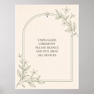 Device Free Olive Botanical Wedding Ceremony Sign