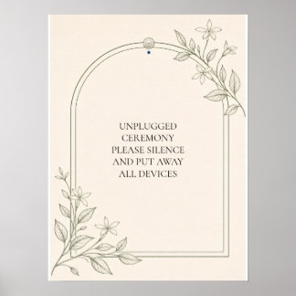 Device Free Olive Botanical Wedding Ceremony Sign