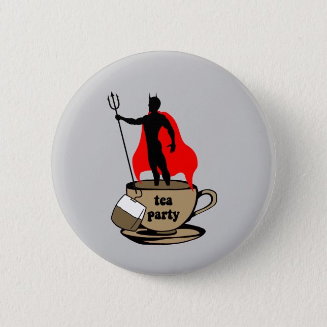 Devil anti tea party 6 cm round badge (Front)