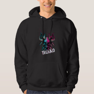 Devil Bone Tekno Rave Music Hard Techno Raver Dark Hoodie