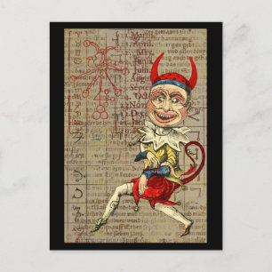 Devil Clown Zodiac Occult Symbols Postcard