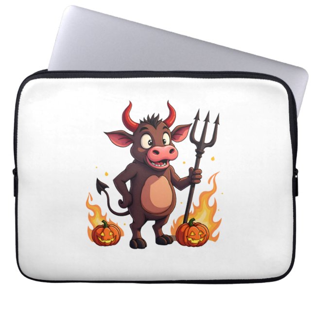 Devil Cow Mischief Laptop Sleeve (Front)