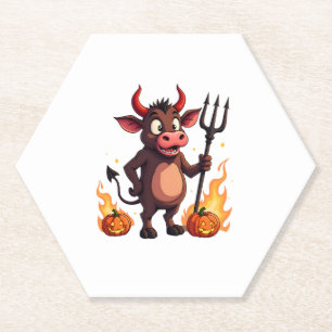 Devil Cow Mischief Paper Coaster