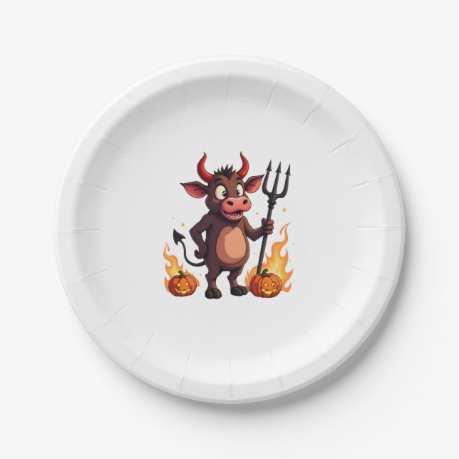Devil Cow Mischief Paper Plate (Front)