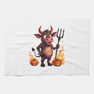 Devil Cow Mischief Tea Towel