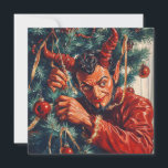 Devil Decorates the Xmas Tree Holiday Card<br><div class="desc">Devil decorates the Christmas Card</div>