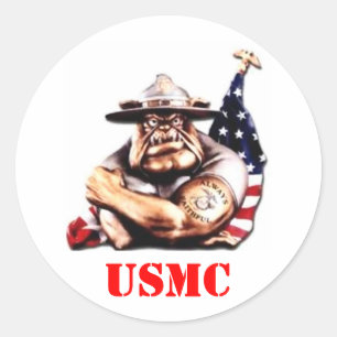 DEVIL DOG USMC CLASSIC ROUND STICKER