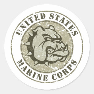 Devil Dog Vintage Emblem Classic Round Sticker