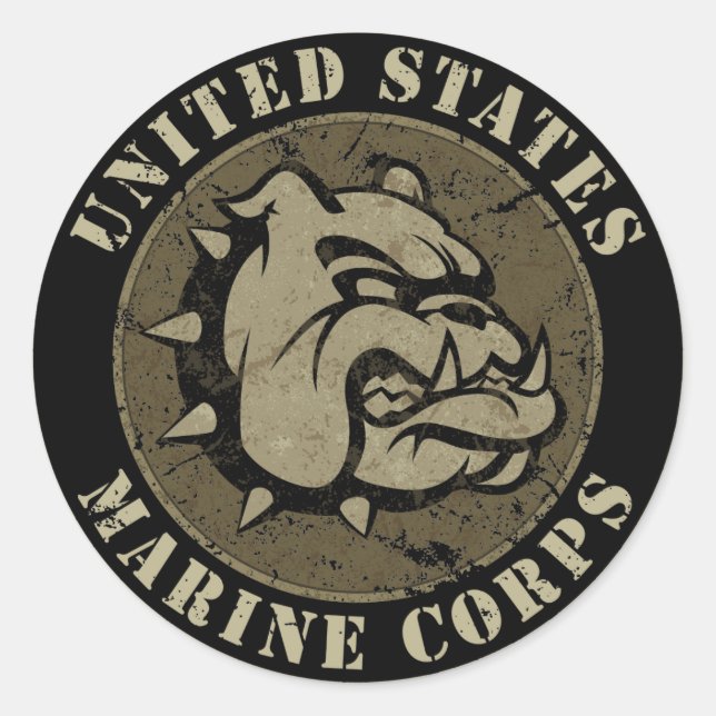 Devil Dog Vintage Emblem Classic Round Sticker (Front)