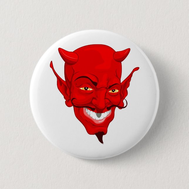 Devil face 6 cm round badge (Front)