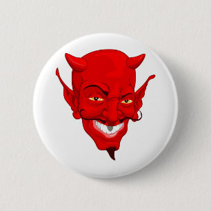 Devil face 6 cm round badge