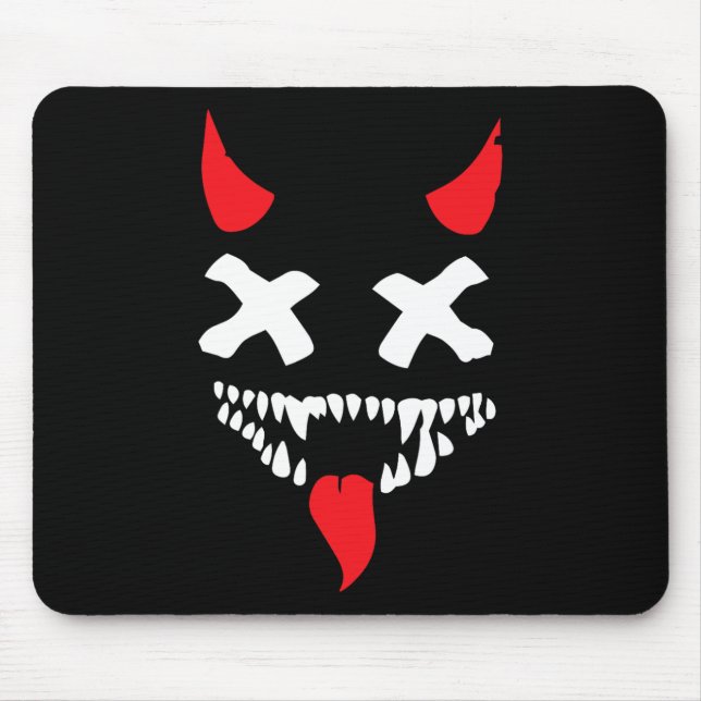 Devil Face Lazy Halloween Costume Scary Creepy Spo Mouse Mat (Front)