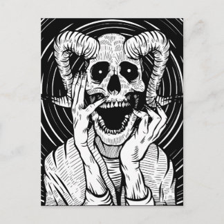 devil face postcard