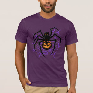 Devil Face Spider Pumpkin Shirt Halloween Web tee