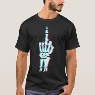 Devil Finger Skull Hand Glitch Effect T-Shirt