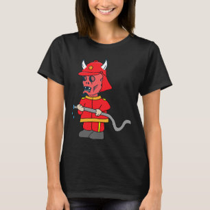Devil Fireman Hose Extinguishing  Halloween T-Shirt
