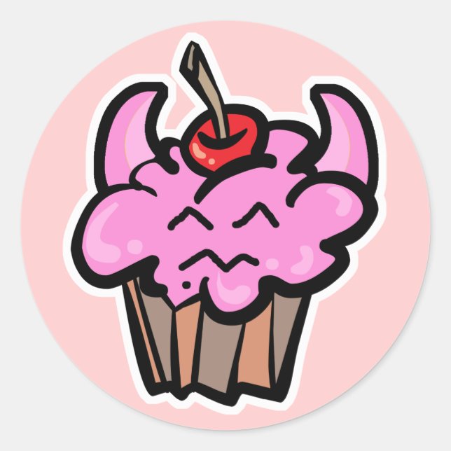 Devil Food Cupcake Classic Round Sticker (Front)