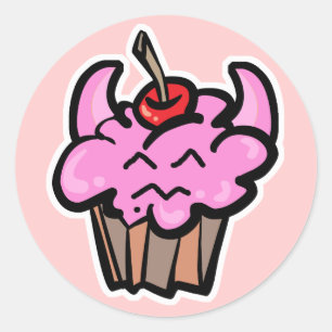 Devil Food Cupcake Classic Round Sticker