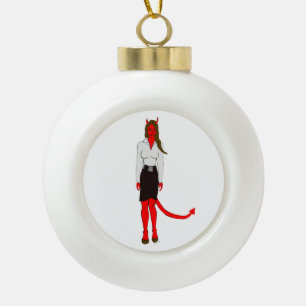 devil girl  ceramic ball christmas ornament