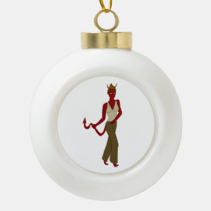 devil girl ceramic ball christmas ornament