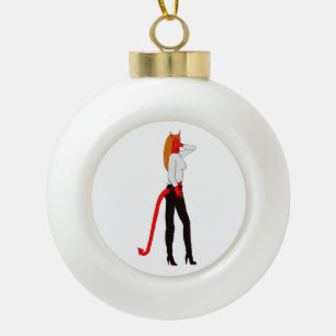 devil girl ceramic ball christmas ornament