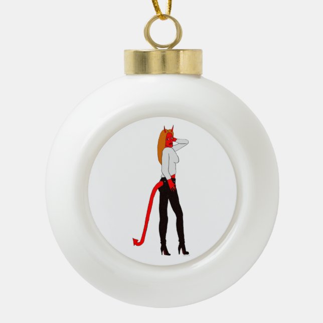 devil girl       ceramic ball christmas ornament (Front)
