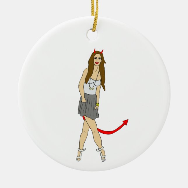 devil girl   ceramic tree decoration (Front)
