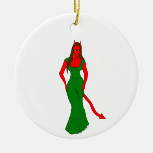 devil girl ceramic tree decoration