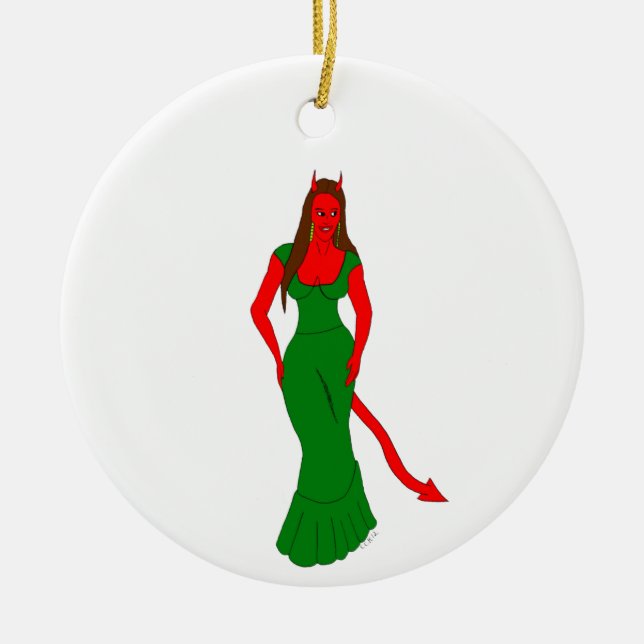 devil girl    ceramic tree decoration (Front)