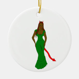 devil girl ceramic tree decoration