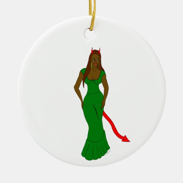 devil girl    ceramic tree decoration (Front)