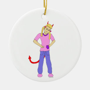devil girl ceramic tree decoration