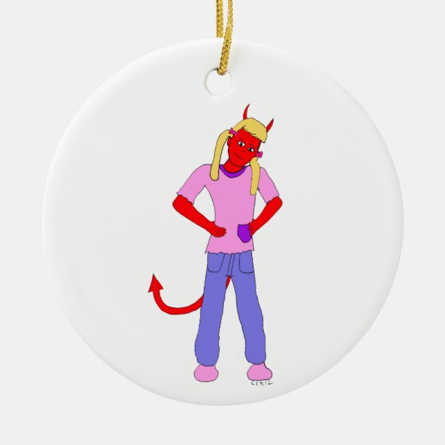 devil girl  ceramic tree decoration (Front)