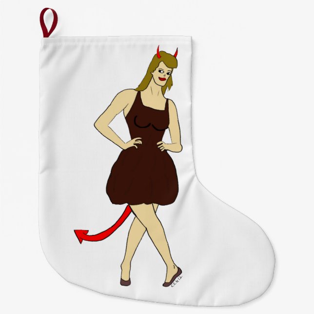 devil girl     large christmas stocking (Front)