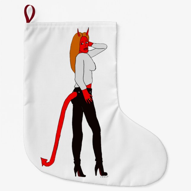 devil girl     large christmas stocking (Front)