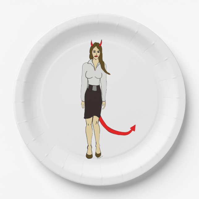 devil girl      paper plate (Front)