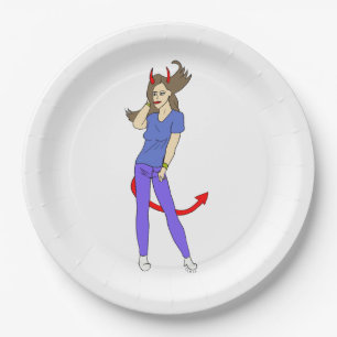 devil girl paper plate