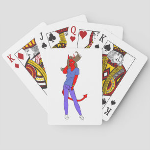 devil girl playing cards