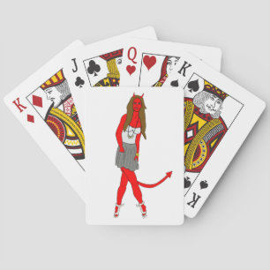 devil girl playing cards