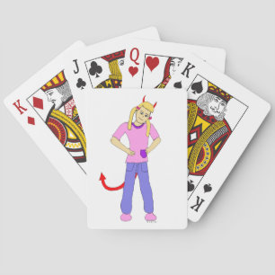 devil girl playing cards