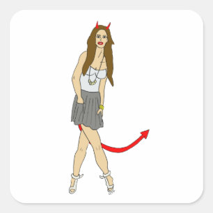 devil girl     square sticker