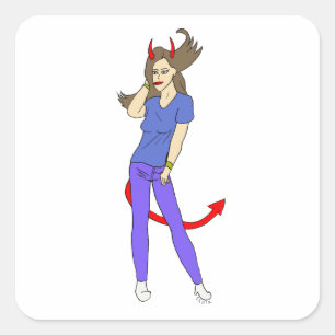 devil girl      square sticker