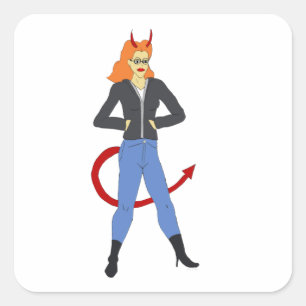 devil girl      square sticker