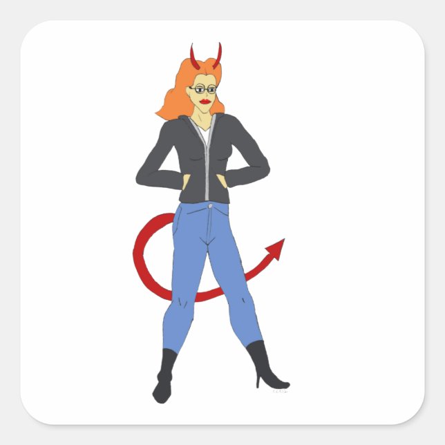 devil girl      square sticker (Front)