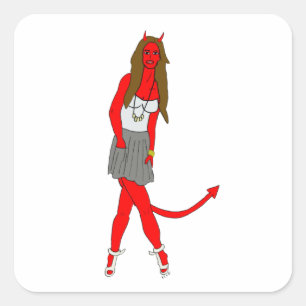 devil girl  square sticker