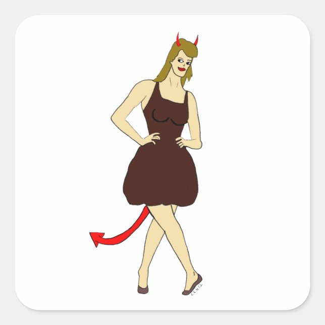 devil girl  square sticker (Front)