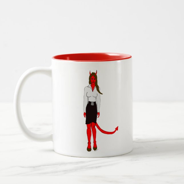 devil girl     Two-Tone coffee mug (Left)