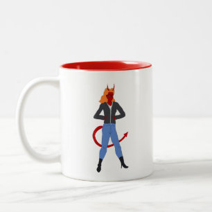 devil girl Two-Tone coffee mug