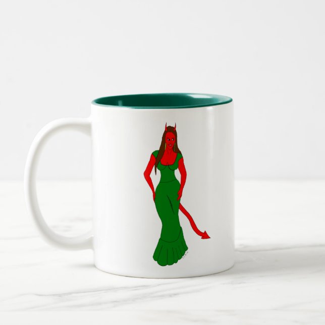 devil girl   Two-Tone coffee mug (Left)